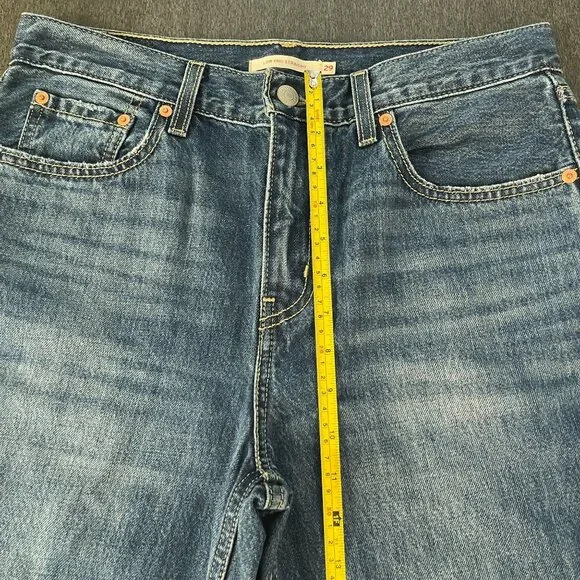 New Levi's 501 Women's Distressed Low Pro Straight Leg Blue Denim Pants, Size 29 - Picture 8 of 11